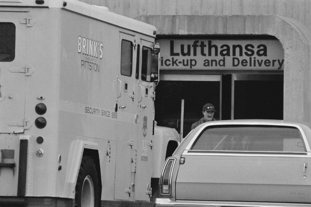 Brink's Delivery Truck Waiting Outside Lufthansa Cargo Terminal