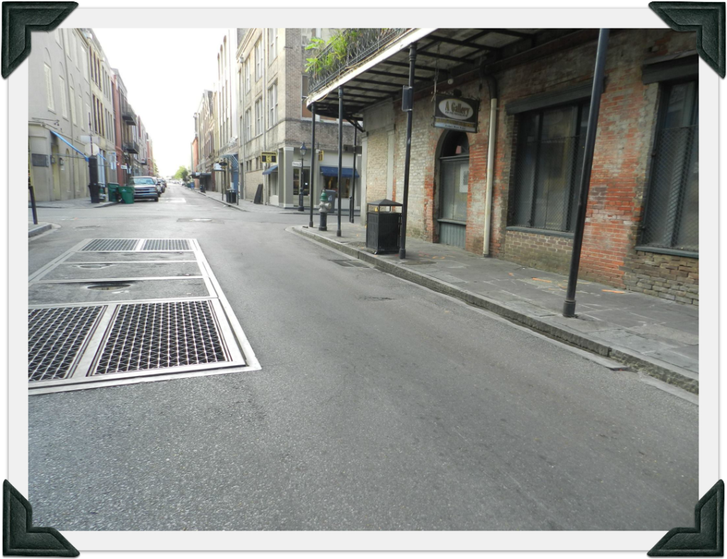 General area where Labousse fell on Rue Bienville. About 30 feet away from the intersection with Rue Chartres.