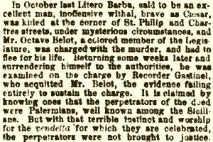 Newspaper clippings published on  1st April 1869 about Agnello's killing.