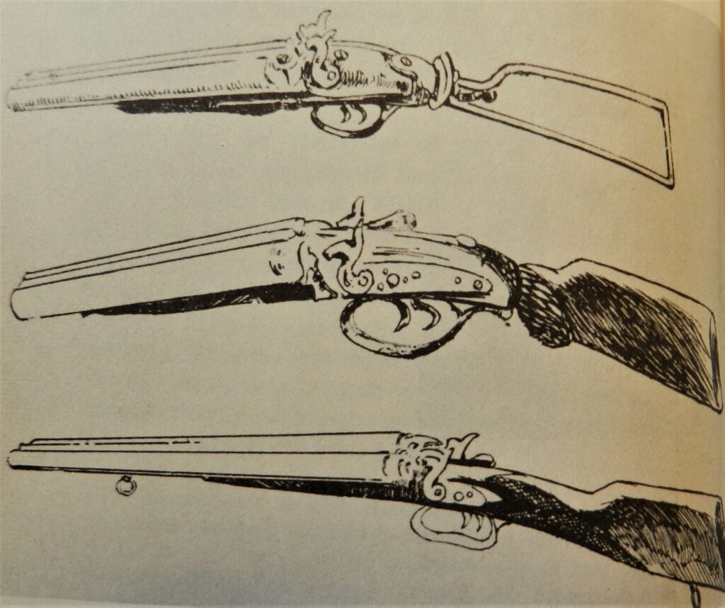 Illustrations of the three lupara recovered after the shooting.
